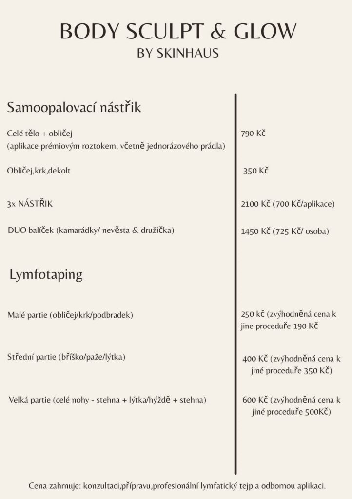 Ceník SKINHAUS: péče o tělo, část 2